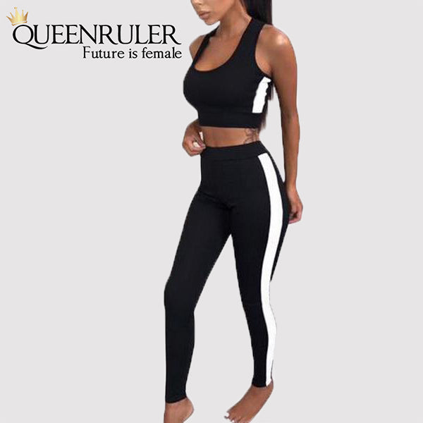 2PC Fitness Tracksuit (Black) - Queenruler