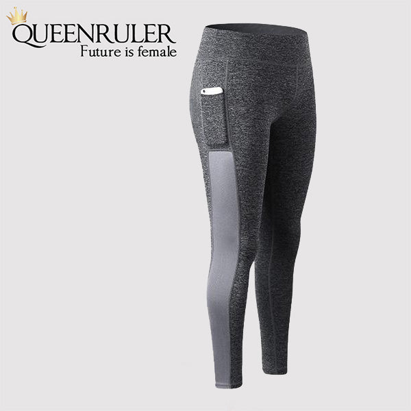 Athletic Leggings With Pocket (Gray) - Queenruler