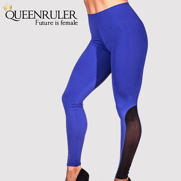 Front View Mesh Push Up Leggings (Blue) | Queensruler