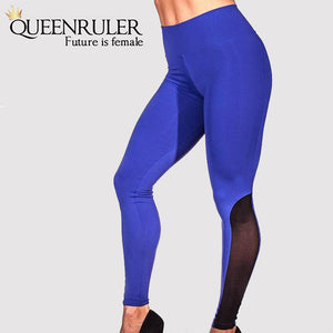 Front View Mesh Push Up Leggings (Blue) | Queensruler