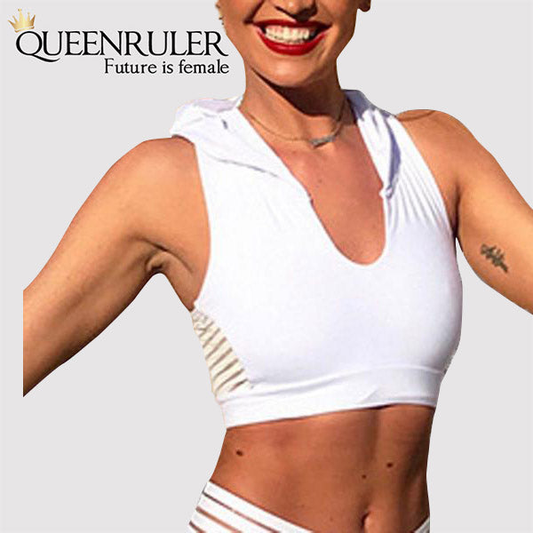 Breathable Athletic Vest Hoodie (White) - Queenruler