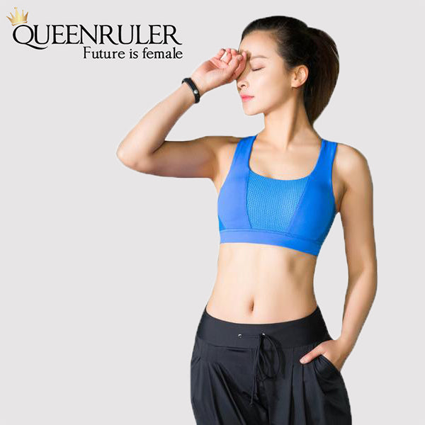 Cross Strap Workout Bra (Blue) - Queenruler