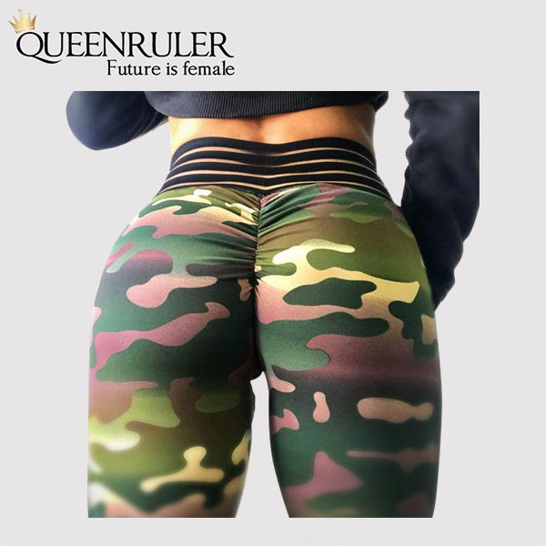 High Waist Camo Sweatpants (Green) - Queenruler