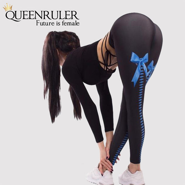 Ribbon Printed Breathable High Waist Leggings - Queenruler