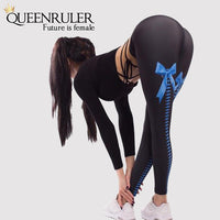 Ribbon Printed Breathable High Waist Leggings - Queenruler