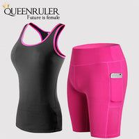 Sleeveless Shirt and Shorts New Quick Dry Yoga Sets (Black Rose) | Queenruler