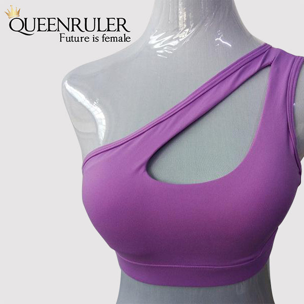 One Shoulder Sports Bra (Purple) - Queenruler
