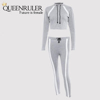2 Piece Long Sleeve Athletic Set (Gray) - Queenruler