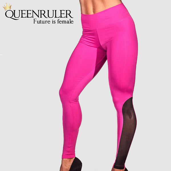 Front View Mesh Push Up Leggings (Rose Red) - Queensruler