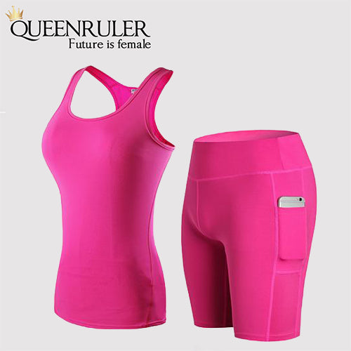 New Quick Dry Yoga Sets (Rose Red) | Queenruler