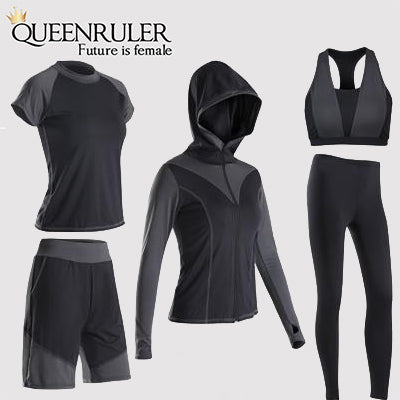 5PCS Sexy Yoga Set (Black) - Queenruler