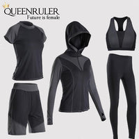 5PCS Sexy Yoga Set (Black) - Queenruler