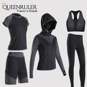 5PCS Sexy Yoga Set (Black) - Queenruler