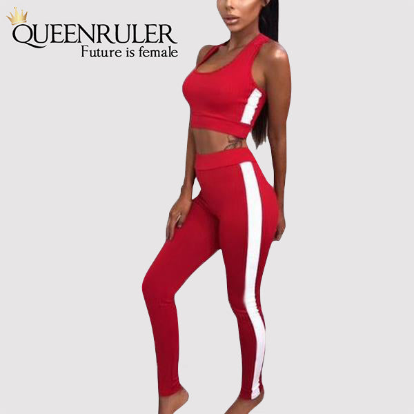 2PC Fitness Tracksuit (Red) - Queenruler