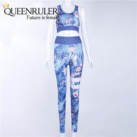Two Piece Fitness Tracksuit (Blue) - Queenruler