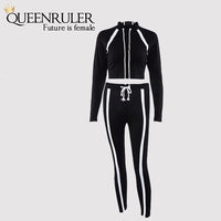 2 Piece Long Sleeve Athletic Set (Black) - Queenruler