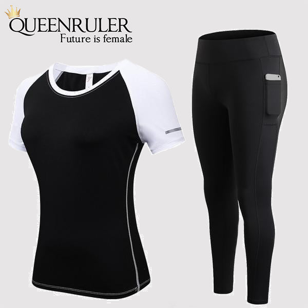Fitness Yoga Set With Pocket (Black) - Queenruler