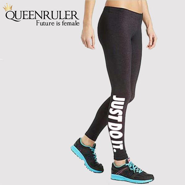 Just Do It Workout Leggings (White) - Queenruler