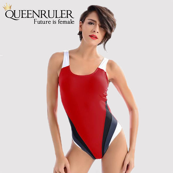 One Piece Fashion Swimsuit (Red) - Queenruler