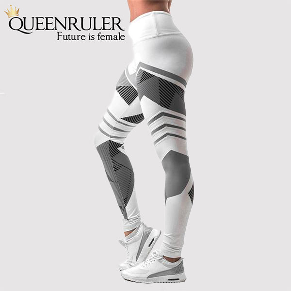 Breathable Yoga Set (Geometrical Design White) - Queenruler