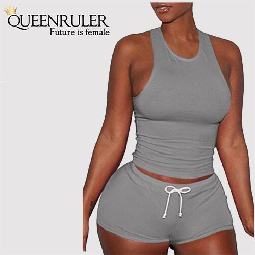 Sleeveless Quick Dry Yoga Set (Gray) - Queenruler