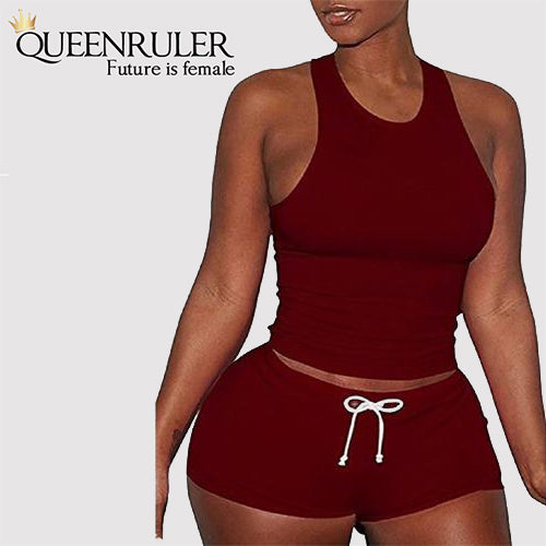 Sleeveless Quick Dry Yoga Set (Red) - Queenruler
