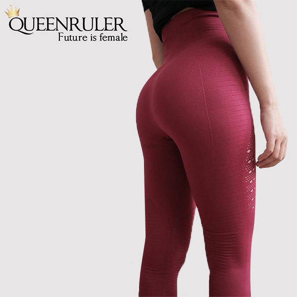 Seamless Tummy Control Leggings (Wine Red) - Queenruler