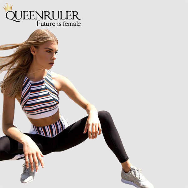 Two Piece Stripe Sports Wear - Queenruler