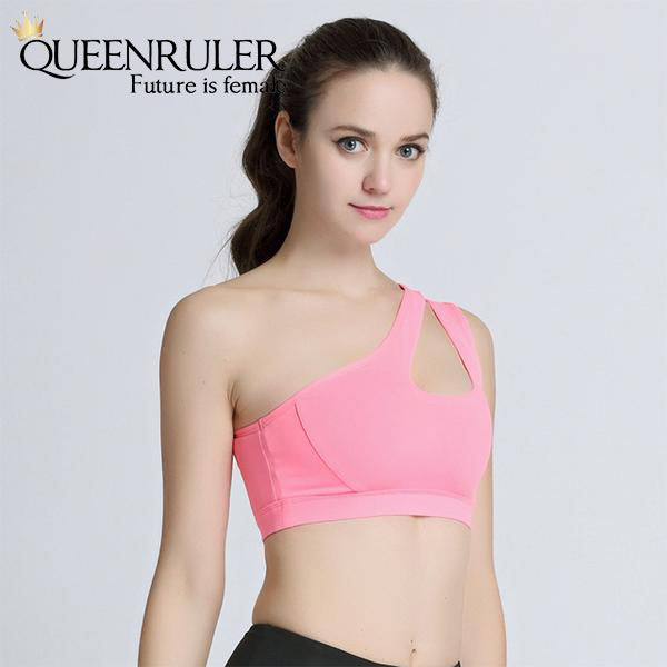Sexy One Shoulder Sports Bra (Pink) - Queenruler