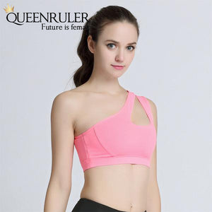 Sexy One Shoulder Sports Bra (Pink) - Queenruler