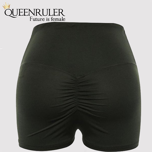 High Waist Push Up Shorts (Green) - Queenruler