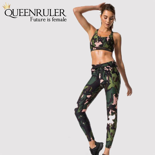 Sexy Camo Athletic Set (Army Green) - Queenruler