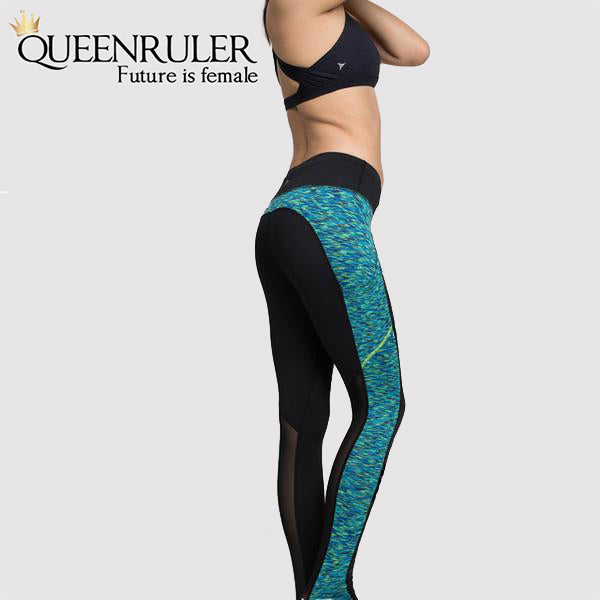 Side View Women Fitness Leggings (Green) | Queensruler