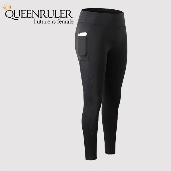 Athletic Leggings With Pocket (Black) - Queenruler