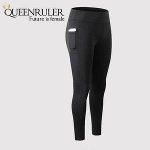 Athletic Leggings With Pocket (Black) - Queenruler