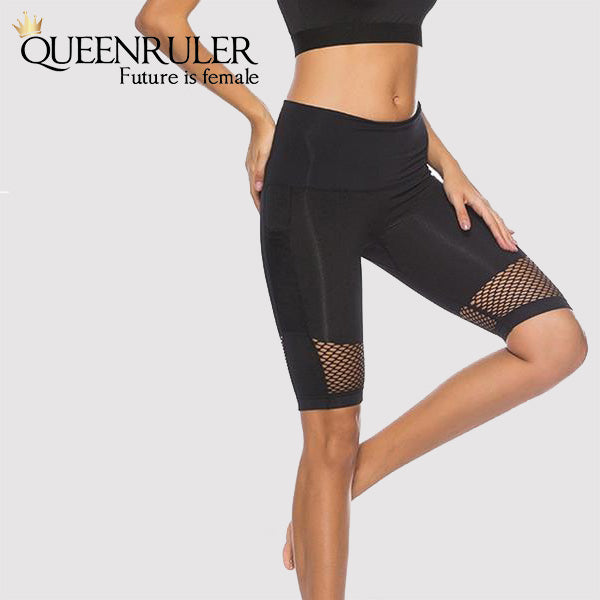 Yoga Shorts With Pocket (Black) - Queenruler