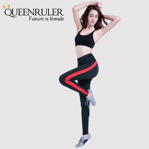 Hot Red Stripe Leggings - Queenruler