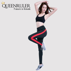 Hot Red Stripe Leggings - Queenruler