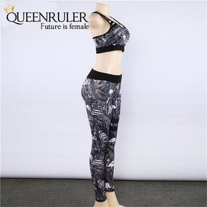 Floral Print Track Suit (Gray) - Queenruler