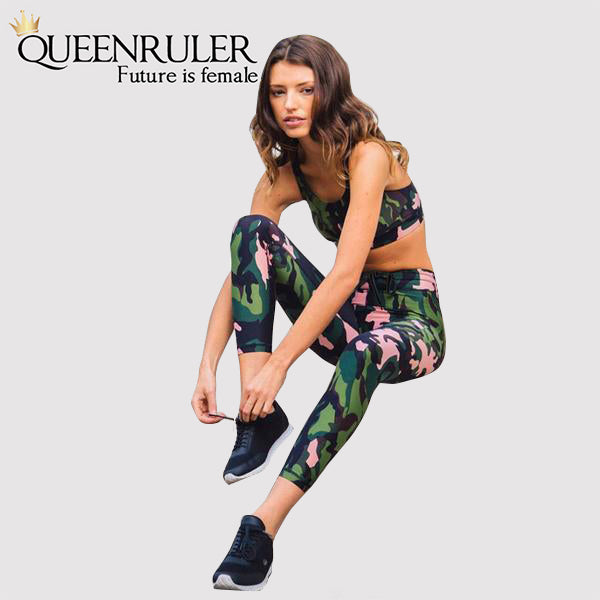 Sexy Camo Athletic Set (Army Green) - Queenruler