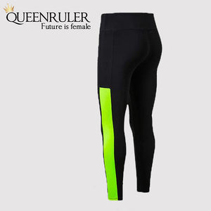 Athletic Leggings With Pocket (Black Green) - Queenruler