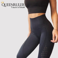 Seamless Tummy Control Leggings (Black) - Queenruler