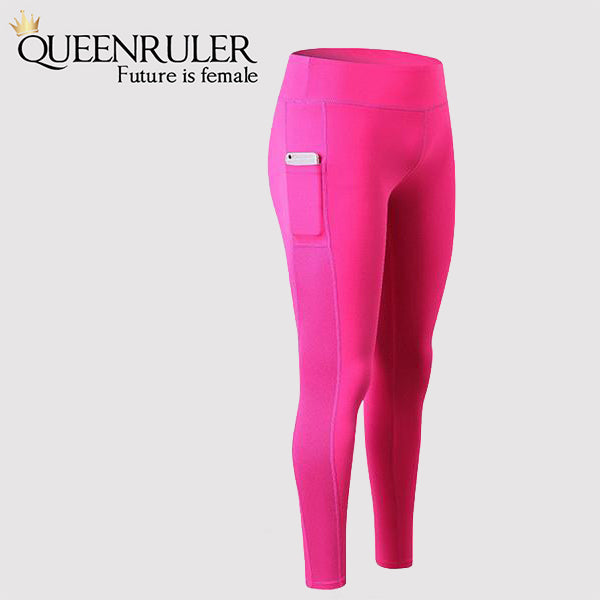 Athletic Leggings With Pocket (Rose Red) - Queenruler