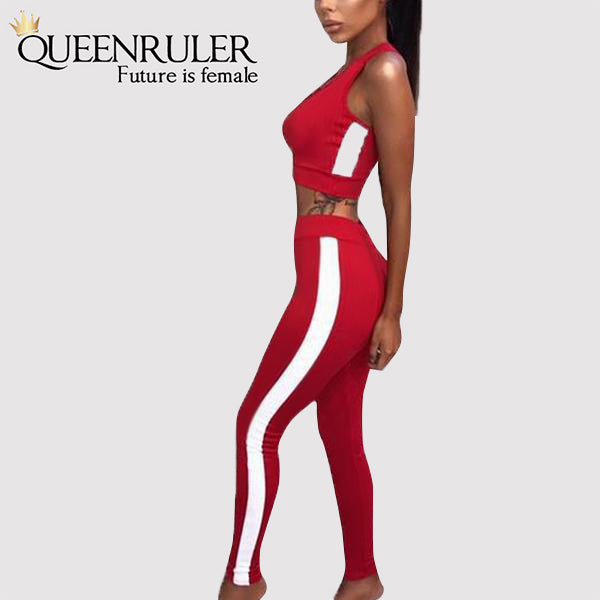 2PC Fitness Tracksuit (Red) - Queenruler
