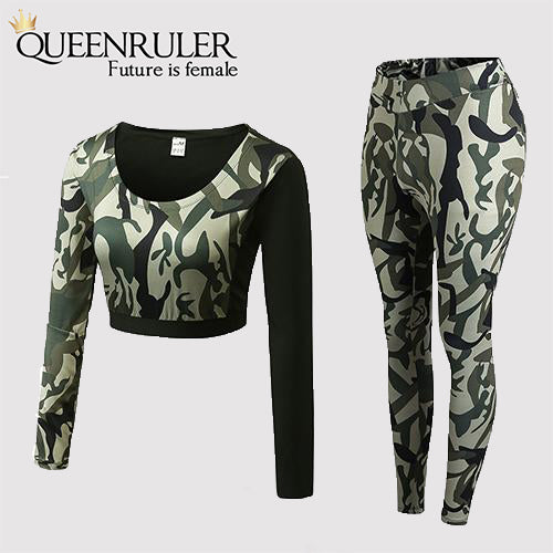 Long Sleeves Sportswear Set (Army Green) - Queenruler