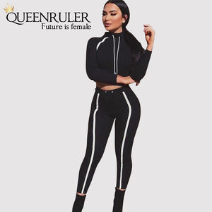 Athletic Long Sleeve Turtleneck Set (Green) - Queenruler