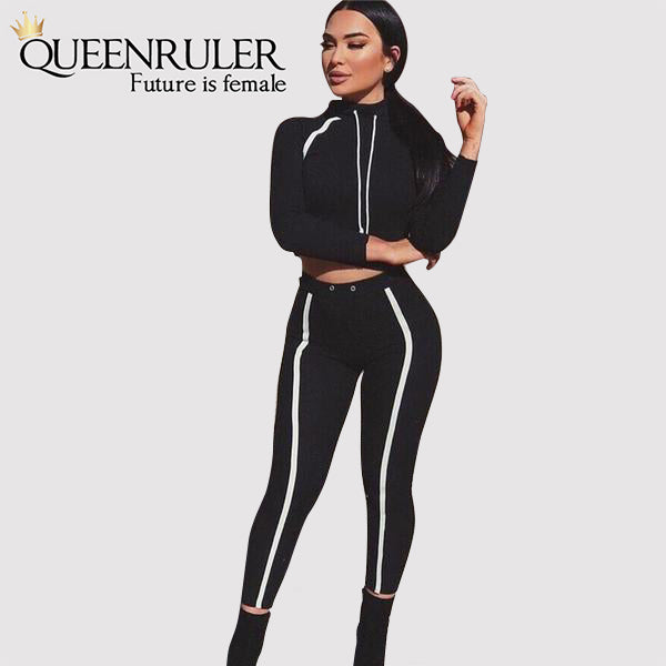 Athletic Long Sleeve Turtleneck Set (Green) - Queenruler