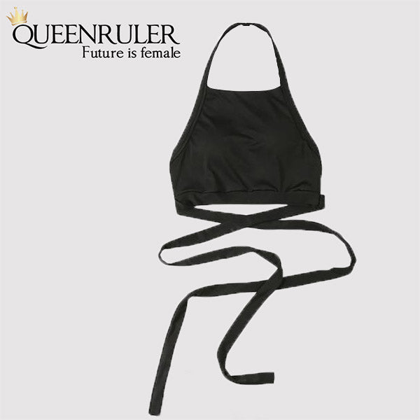 Suspender Type Crop Top (Black) - Queenruler