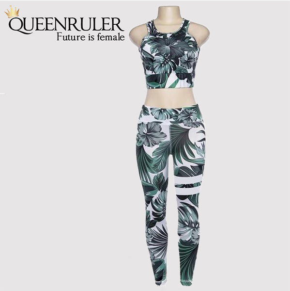 Floral Fitness 2 Piece Set (Green) - Queenruler