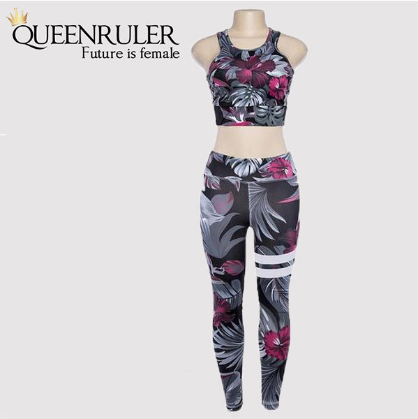 Floral Fitness 2 Piece Set (Purple) - Queenruler